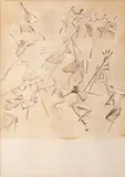 Carybé, Dança de Índios, 1968, sépia e nanquim sobre papel
