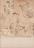 Carybé, Dança Brasileira, 1968, sépia e nanquim sobre papel