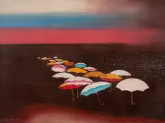 A Canção da Chuva by Manezinho Araújo, 1975, óleo sobre tela, offered May 2021