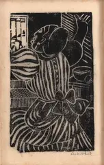 Mulher by A. Lescochek, xilogravura, offered May 2021