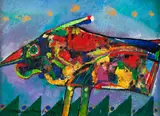 Pássaro by Aldemir Martins, 1994, acrílica sobre tela, offered May 2021