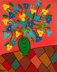 Vaso de Flores by Black Linhares, óleo sobre tela, offered May 2021