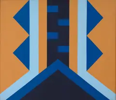 Composição geométrica by Jandyra Waters, 1991, óleo sobre tela, offered May 2021