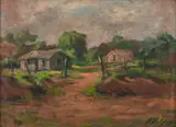 Alfredo Volpi, Paisagem, óleo sobre placa