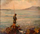 Bigio Gerardenghi, Menino Pescando, óleo sobre tela