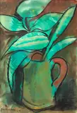 Vaso de Flor by Aldo Bonadei, 1969, óleo diluído sobre placa, offered May 2021