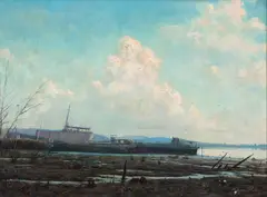 Ponta de Areia - RJ - Marinha by Edgar Walter, 1977, óleo sobre tela, offered May 2021