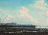 Edgar Walter, Ponta de Areia - RJ - Marinha, 1977, óleo sobre tela