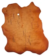 Sem Título by Sandra Cinto, 1997, nanquim sobre couro colado em madeira, offered May 2021