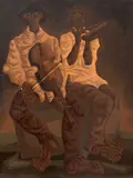 Músicos by Clóvis Graciano, óleo sobre tela, offered May 2021