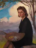 Maria da Paz (Esposa do artista) by Dario Mecatti, óleo sobre tela, offered May 2021