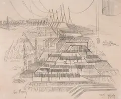 itaipu by Livio Abramo, grafite sobre papel, offered Mar 2021