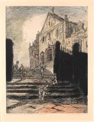 Carlos Oswald, Igreja Nossa Senhora, água-forte aquarelada