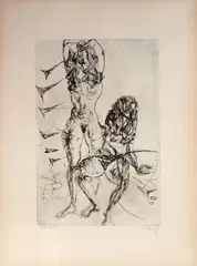 Flavio De Carvalho, Duas Mulheres, 1971, gravura em metal