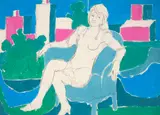 Mulher sentada by Italo Cencini, 1995, acrílica e lápis de cor sobre papel, offered Mar 2021