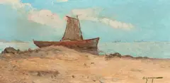 Barcos by Sylvio Azamour, óleo sobre placa, offered Mar 2021