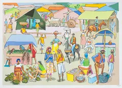 Feira by Carybé, 1995, serigrafia, offered Mar 2021