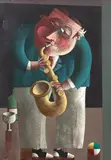 O Tocador de Saxofone by Inos Corradin, 1980, óleo sobre tela, offered Mar 2021