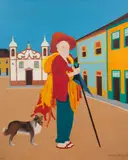 Manezinho Araújo, Homem com Cachorro, 1969, óleo sobre tela