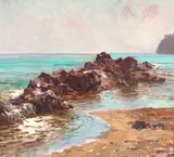 Bigio Gerardenghi, Mar e Rochedo, óleo sobre tela