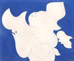 Figuras e Pássaros by Milton Dacosta, acrílica sobre tela, offered Mar 2021