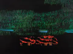 Hipopótamos 2 by Samuel Szpigel, 1974, acrílica sobre placa, offered Mar 2021
