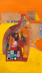 Circo II by Silvio Oppenheim, 1969, óleo sobre tela e colagem, offered Mar 2021