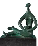 Sonia Ebling, Mulher e Pomba, escultura em bronze