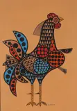 Aldemir Martins, Galo, 1959, técnica mista sobre papel colado em placa