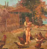 Bigio Gerardenghi, Menino e Aves, óleo sobre tela