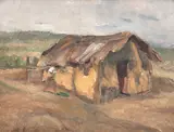 Alfredo Volpi, Paisagem com Rio, óleo de madeira