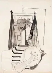 Sambista by Di Cavalcanti, nanquim sobre papel, offered Mar 2021