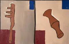 Os Instrumentos de Trabalho by Leonilson, 1985, acrílica sobre tela, offered Mar 2021