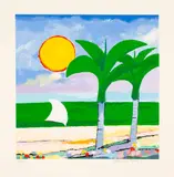 Praia com coqueiros by Aldemir Martins, 2003, serigrafia, offered Dec 2020