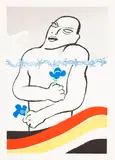 Aldemir Martins, Homem com flores, 1989, serigrafia
