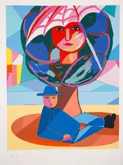 Casal com guarda-chuva by Cícero Dias, serigrafia, offered Nov 2020