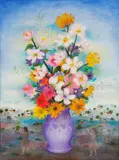 Vaso de Flor com Crianças Brincando by Marysia Portinari, 1981, óleo sobre tela, offered Nov 2020