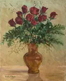 Riokai Ohashi, Vaso de Flores, 1943, óleo sobre tela colado em placa
