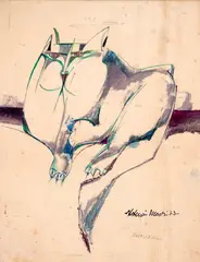 Gato by Aldemir Martins, 1977, aquarela e nanquim sobre papel, offered Nov 2020
