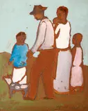 Família by Fulvio Pennacchi, 1975, óleo sobre placa, offered Nov 2020