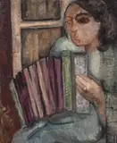 Sanfoneira by Lucy Citti Ferreira, óleo sobre placa, offered Nov 2020
