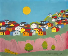 Casarios com Sol by Manezinho Araújo, 1972, óleo sobre tela, offered Nov 2020