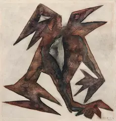 Samson Flexor, Pássaros, 1968, óleo sobre cartão