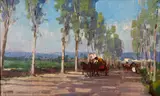 Paisagem com Charrete by Dario Mecatti, óleo sobre tela, offered Nov 2020