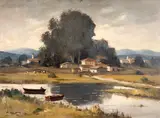 Edgar Oehlmeyer, Paisagem, 1966, óleo sobre placa