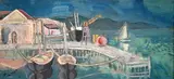 Martinho de Haro, Barcos Ancorados no Cais, óleo sobre madeira