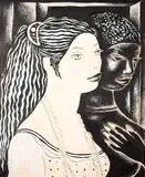 Duas Mulheres by Noemia Mourão, nanquim sobre papel, offered Nov 2020