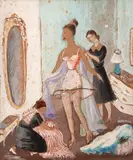 Vestindo para o Baile by Noemia Mourão, óleo sobre papel, offered Nov 2020