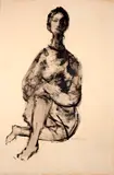 Moça Sentada by Augusto Rodrigues, 1963, nanquim sobre papel, offered Nov 2020