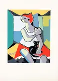 Di Cavalcanti, Mulher e Gato, 1973, serigrafia